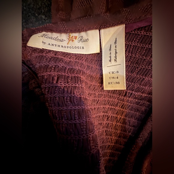 Anthropologie Meadow Rue. Majolica Blouse. Plum. Size 4. - Picture 5 of 10